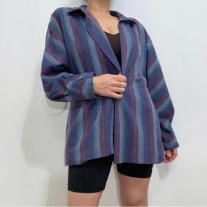 Carol Horn Vintage Women’s 4 South Western Open Front Striped Blazer Jacket